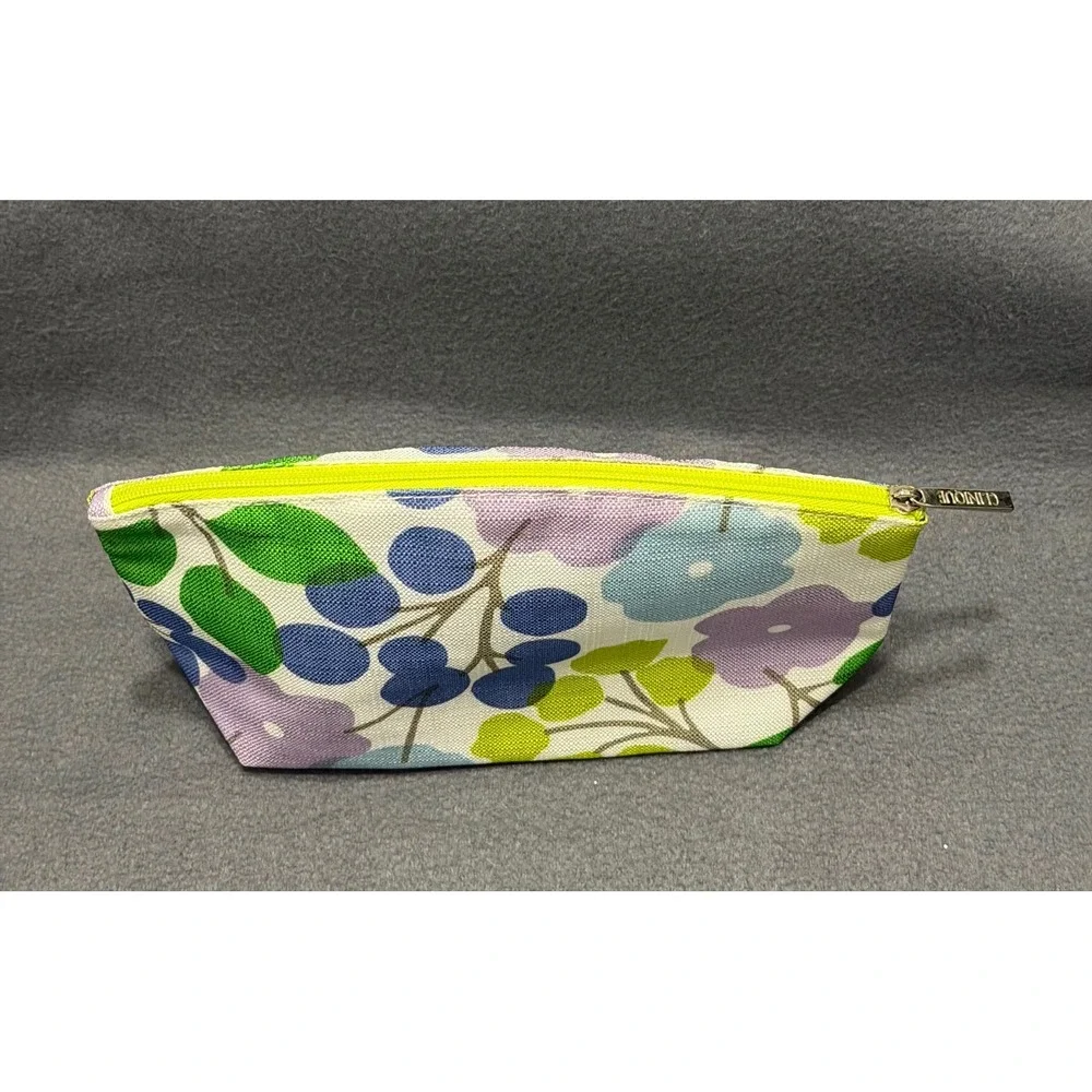 Clinique Floral Cosmetic Bag Canvas Zip Makeup Pouch botanical travel beauty